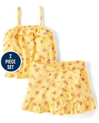 Toddler Girls Floral Ruffle 2-Piece Outfit Set