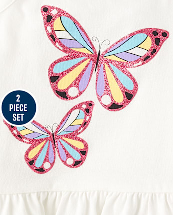 Toddler Girls Butterfly 2-Piece Outfit Set