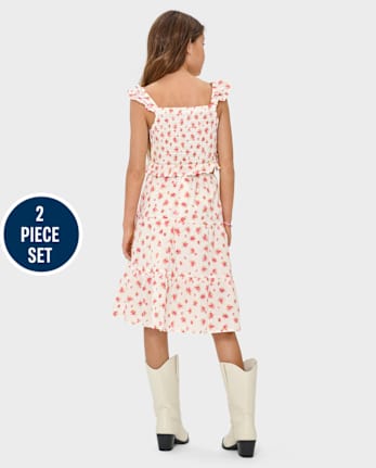 Girls Floral Tiered 2-Piece Outfit Set