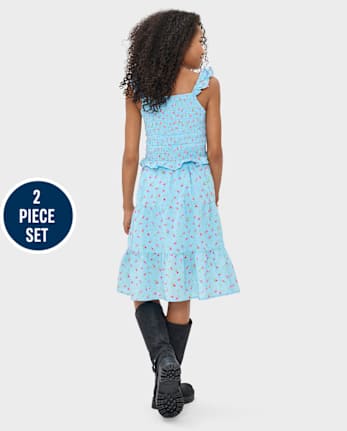 Girls Floral Tiered 2-Piece Outfit Set