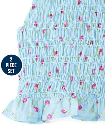 Girls Floral Tiered 2-Piece Outfit Set