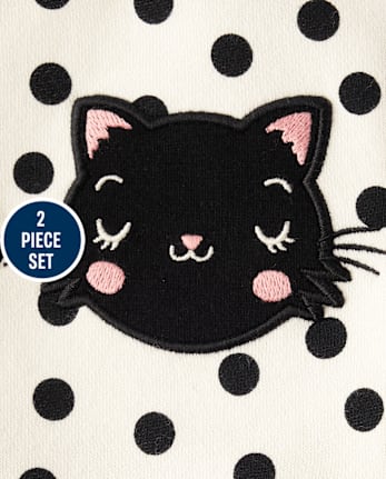 Toddler Girls Applique Cat 2-Piece Outfit Set