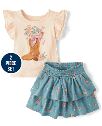 Toddler Girls Cowgirl Boot 2-Piece Outfit Set