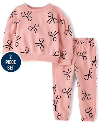 Toddler Girls Print Fleece 2-Piece Outfit Set