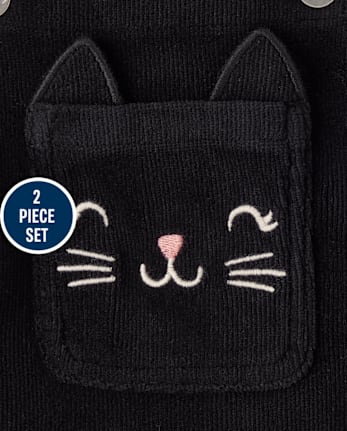 Toddler Girls Cat Skirtall 2-Piece Outfit Set
