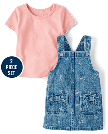 Toddler Girls Bow Skirtall 2-Piece Outfit Set