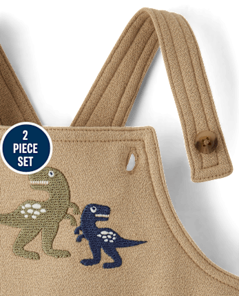 Baby Boys Embroidered Dino Overalls 2-Piece Playwear Set