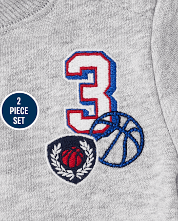 Baby Boys Embroidered Varsity Premium Fleece 2-Piece Playwear Set