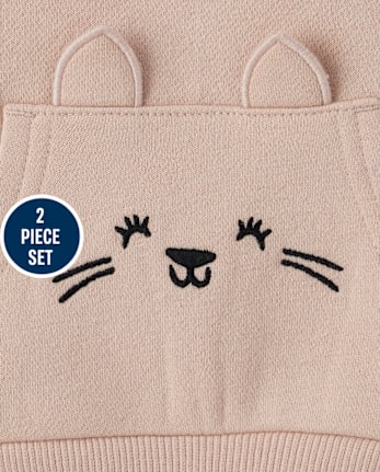 Ensemble de jeu 2 pièces en polaire de qualité supérieure pour bébé fille avec ours