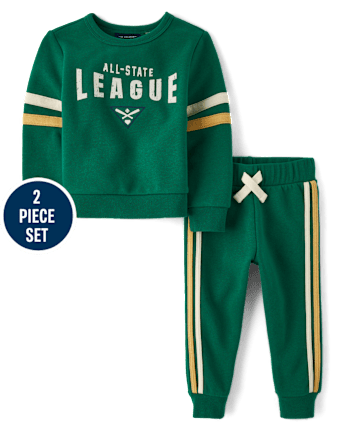 Baby And Toddler Boys Applique Varsity Premium Fleece 2-Piece Outfit Set