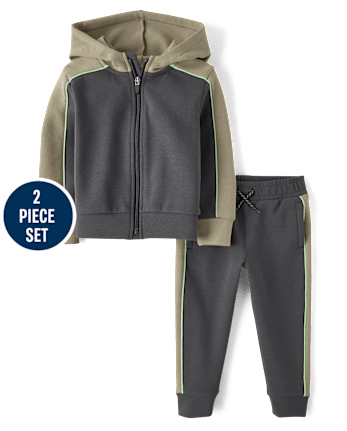 Baby And Toddler Boys Colorblock Scuba 2-Piece Outfit Set