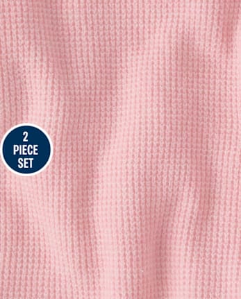 Toddler Girls Waffle Sweater 2-Piece Outfit Set