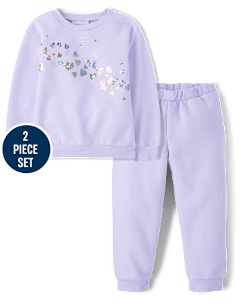Toddler Girls Embellished Premium Fleece 2-Piece Outfit Set