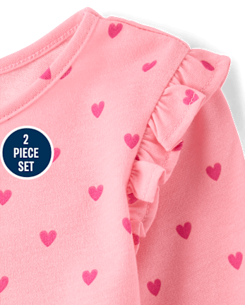 Toddler Girls Heart Bow Peplum 2-Piece Outfit Set
