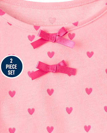 Toddler Girls Heart Bow Peplum 2-Piece Outfit Set