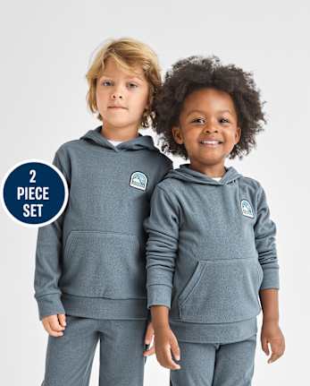 Ensemble 2 pièces en suède côtelé avec patch brodé pour bébé et tout-petit