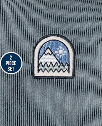 Ensemble 2 pièces en suède côtelé avec patch brodé pour bébé et tout-petit