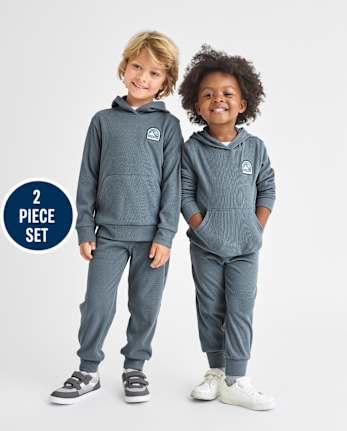 Ensemble 2 pièces en suède côtelé avec patch brodé pour bébé et tout-petit