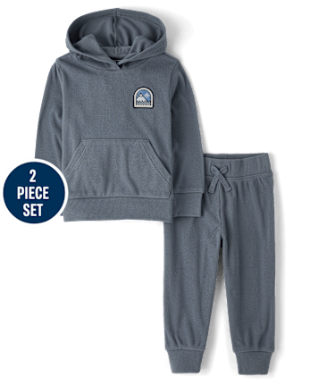 Baby And Toddler Embroidered Patch Sueded Rib 2-Piece Outfit Set