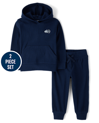 Baby And Toddler Embroidered Patch Sueded Rib 2-Piece Outfit Set