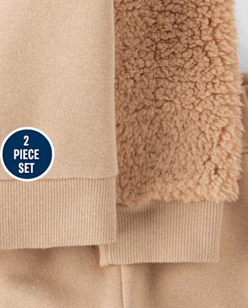 Ensemble 2 pièces en polaire premium avec ours brodé pour bébé et petit garçon