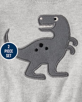 Baby Boys Applique Dino Sweater 2-Piece Playwear Set