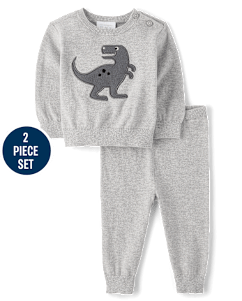 Baby Boys Applique Dino Sweater 2-Piece Playwear Set