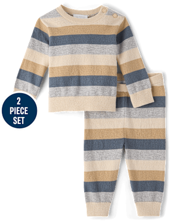 Ensemble de vêtements de jeu 2 pièces pour bébé garçon avec pull rayé