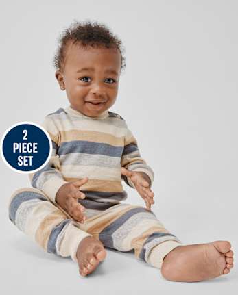 Ensemble de vêtements de jeu 2 pièces pour bébé garçon avec pull rayé