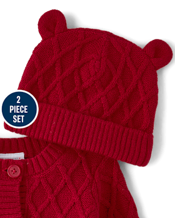Ensemble 2 pièces pull en maille torsadée pour bébé fille