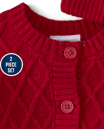 Ensemble 2 pièces pull en maille torsadée pour bébé fille