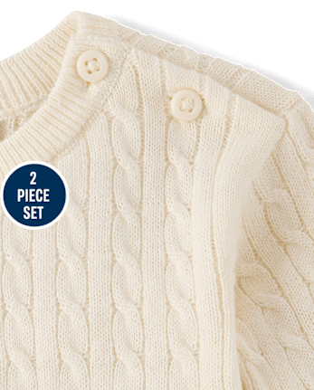 Baby Girls Bow Cable Knit Sweater 2-Piece Playwear Set