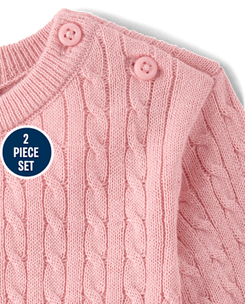 Baby Girls Bow Cable Knit Sweater 2-Piece Playwear Set