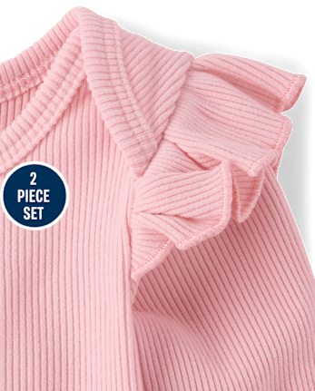 Baby Girls Flutter Sueded Rib 2-Piece Playwear Set