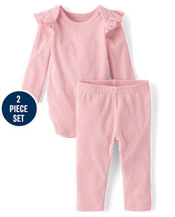 Baby Girls Flutter Sueded Rib 2-Piece Playwear Set