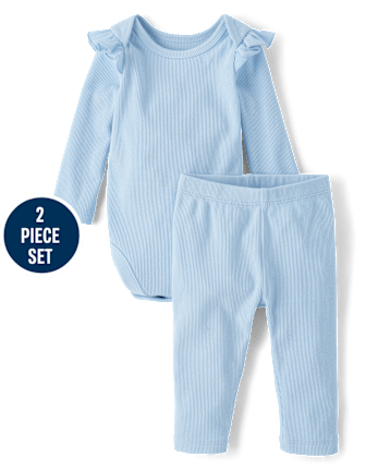 Baby Girls Flutter Sueded Rib 2-Piece Playwear Set