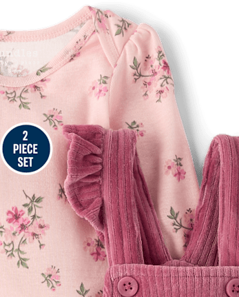 Baby Girls Floral Overalls 2-Piece Playwear Set