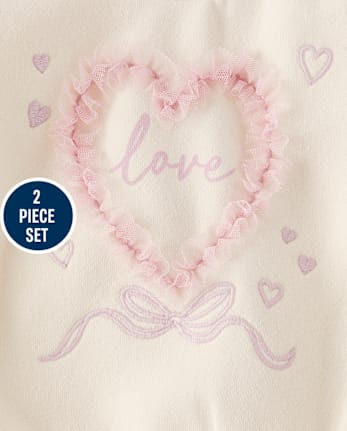 Baby Girls Mesh Heart 2-Piece Playwear Set