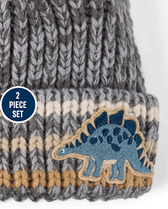 Ensemble 2 pièces pour tout-petits garçons avec dinosaure brodé pour temps froid