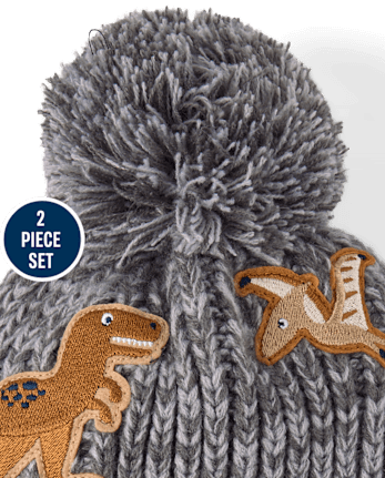 Ensemble 2 pièces pour tout-petits garçons avec dinosaure brodé pour temps froid