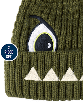 Toddler Boys Embroidered Monster 2-Piece Cold Weather Set