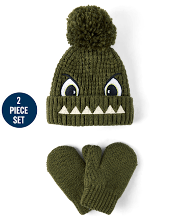 Toddler Boys Embroidered Monster 2-Piece Cold Weather Set