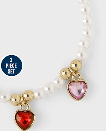 Girls Faux Pearl Charm 2-Piece Jewelry Set