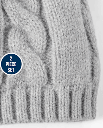 Baby Boys Bear Cable Knit 2-Piece Cold Weather Set