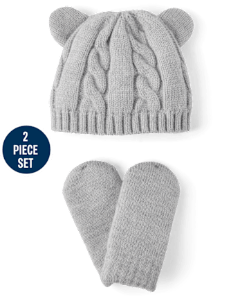 Baby Boys Bear Cable Knit 2-Piece Cold Weather Set