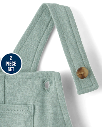 Baby Boys Marled Overalls 2-Piece Outfit Set