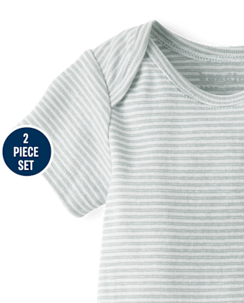 Baby Boys Marled Overalls 2-Piece Outfit Set