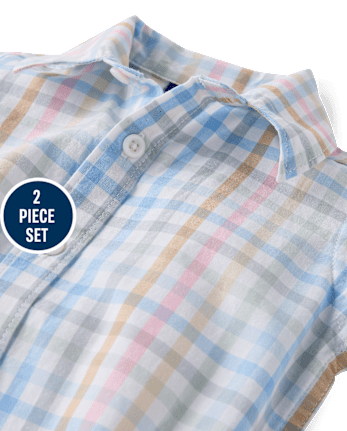 Baby Boys Dad And Me Gingham 2-Piece Outfit Set