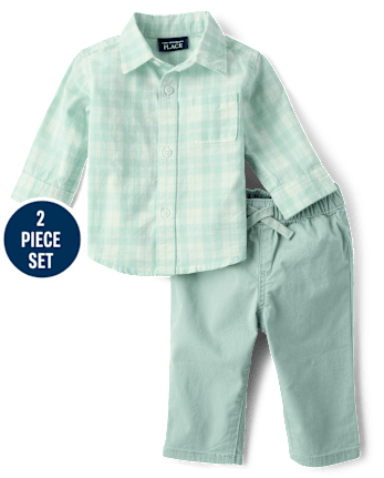 Baby Boys Plaid 2-Piece Outfit Set