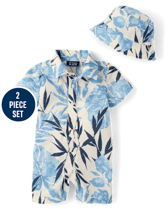Baby Boys Tropical Romper 2-Piece Outfit Set